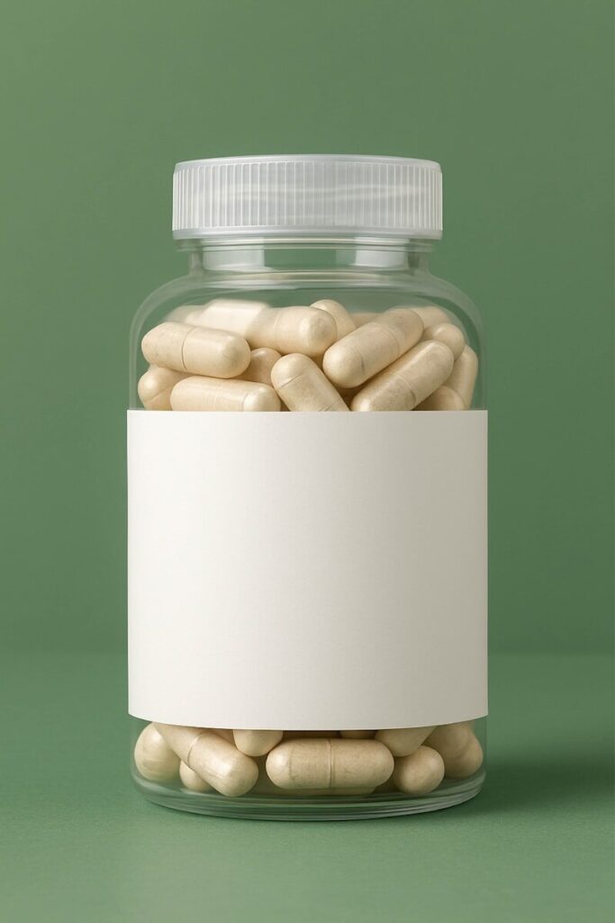 Le Microbiome supplement bottle filled with capsules